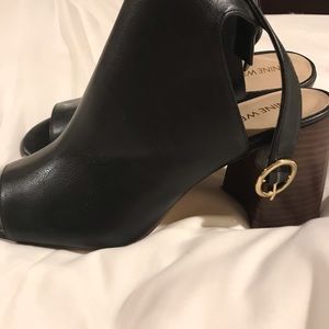 Black Peep Toe Sling back booties